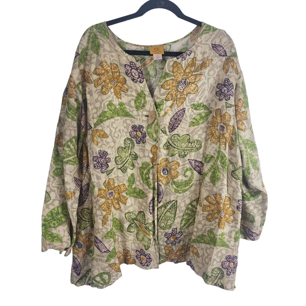 Ruby Rd Linen Blend Light‎ Weight Blazer Jacket 24 Womens Plus Size Long Sleeve